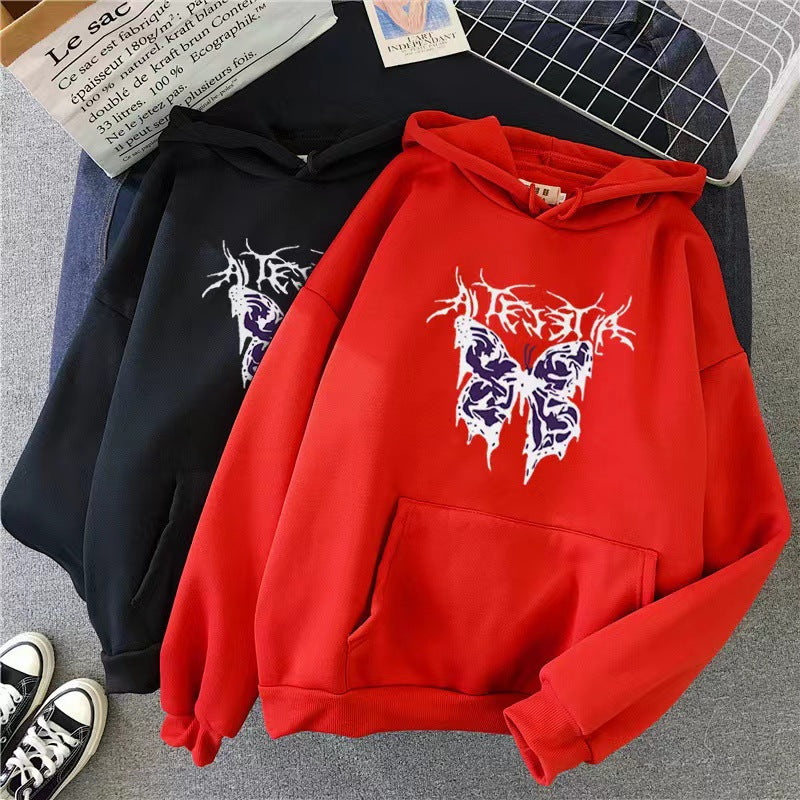 Women’s Hoodie with Artistic Butterfly Design Lisslune