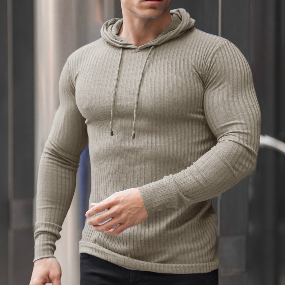Men's casual hoodie with textured ribbed look Lisslune