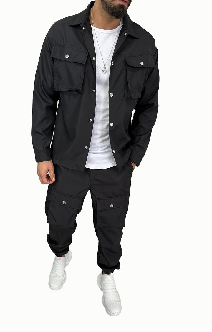 Men's Cargo Shirt and Pants Set with Practical Pockets and Stylish Cut Lisslune