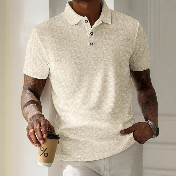 Men's Sporty Polo Shirt with Textured Pattern Lisslune