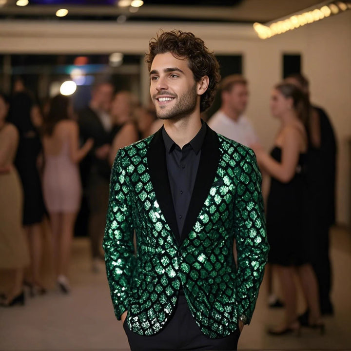Men's Glamorous Sequin Blazer with Elegant Cut Lisslune