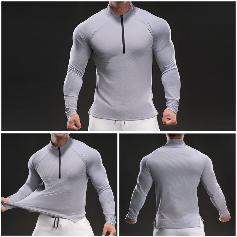 Men's Sporty Long-Sleeve Shirt with Full Zip Lisslune