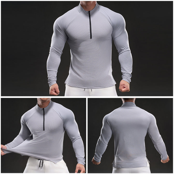 Men's Sporty Long-Sleeve Shirt with Full Zip Lisslune