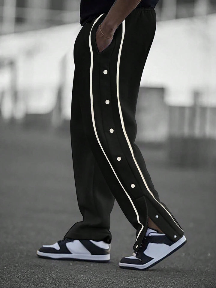 Men's Casual Sports Pants with Side Snap Buttons Lisslune