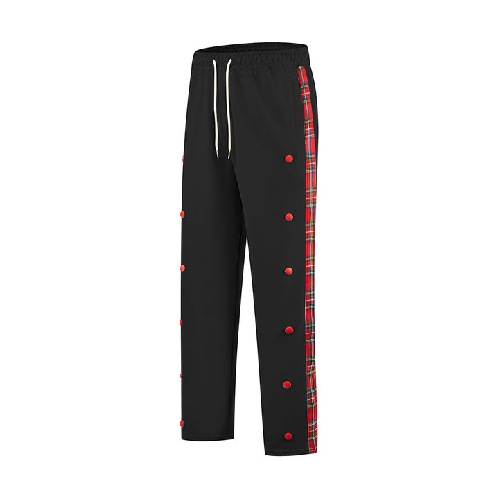 Men's Sporty Jogging Pants with Snap Button Design and Elastic Waistband Lisslune