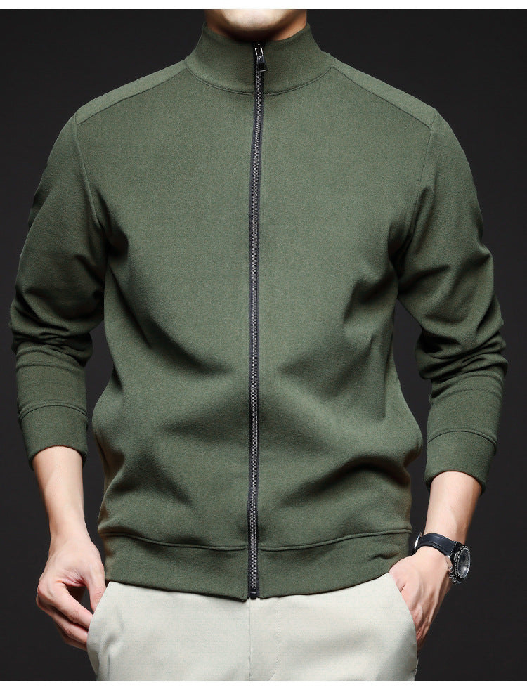 Men's Sporty Sweat Jacket with High Collar and Full Zip Lisslune