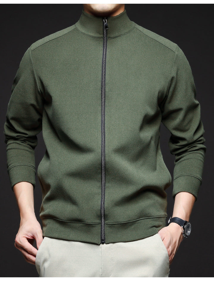 Men's Sporty Sweat Jacket with High Collar and Full Zip Lisslune