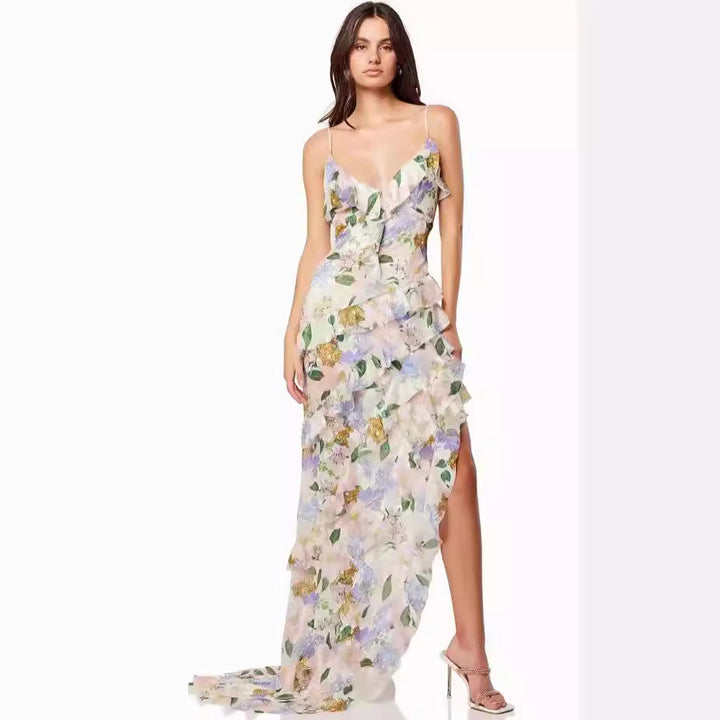 Ladies summer maxi dress with floral prints Lisslune