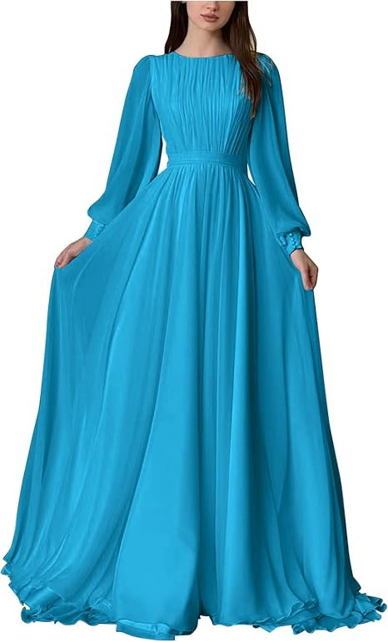 Women's Maxi Party Dress with Long Flowing Sleeves and Lace Accents Lisslune