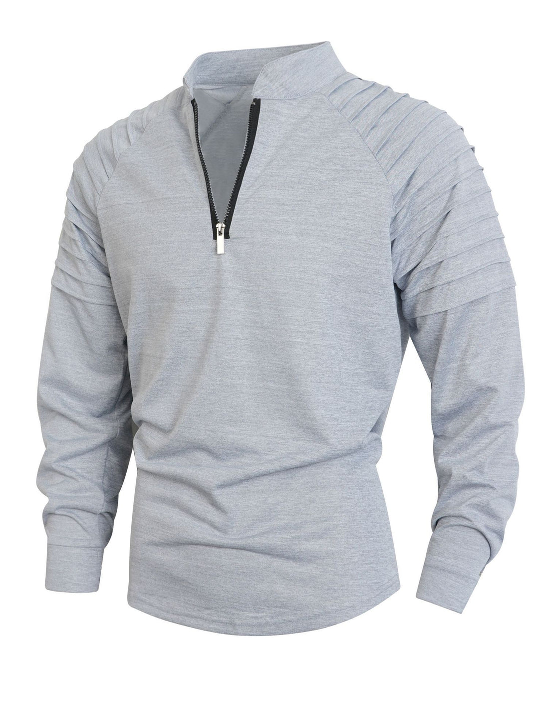 Men's modern long-sleeved sports shirt with zipper and textured design Lisslune