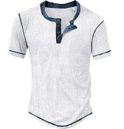 Men's short-sleeve shirt with innovative structural design and fashionable accents Lisslune