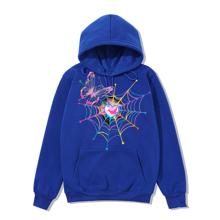 Women's hoodie sweatshirt with creative butterfly and spider web design Lisslune