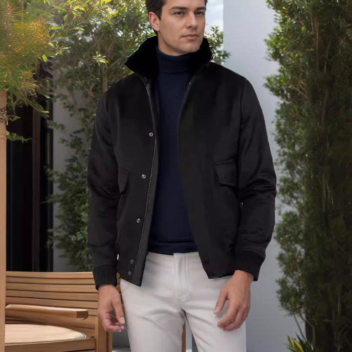 Men's fashionable bomber jacket with warm collar Lisslune