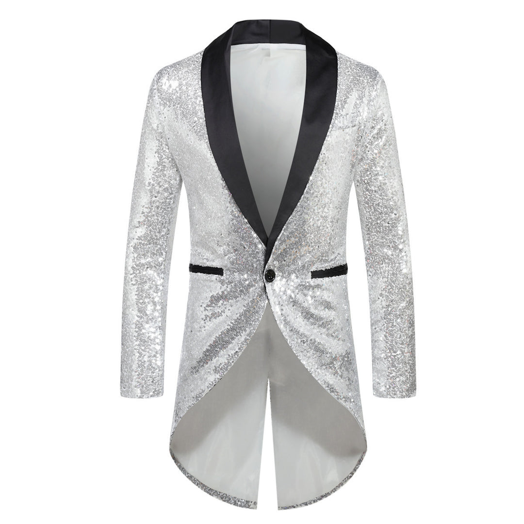 Men's Glittering Suit Blazer with Elegant Shawl Collar Lisslune