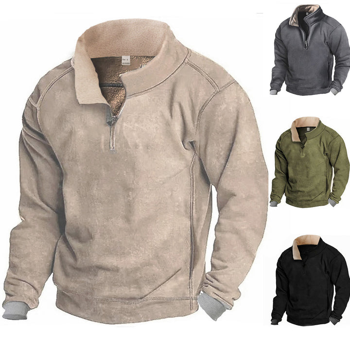 Men's fleece sweatshirt with stand-up collar Lisslune