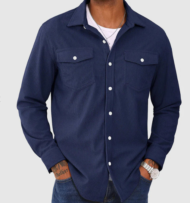 Men's long sleeve shirt with textured fabric and practical flap pockets Lisslune