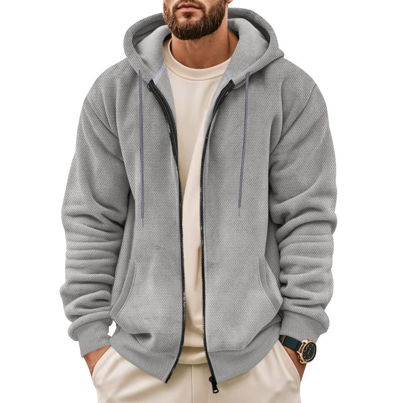 Men's hoodie jacket with textured surface and functional pockets Lisslune