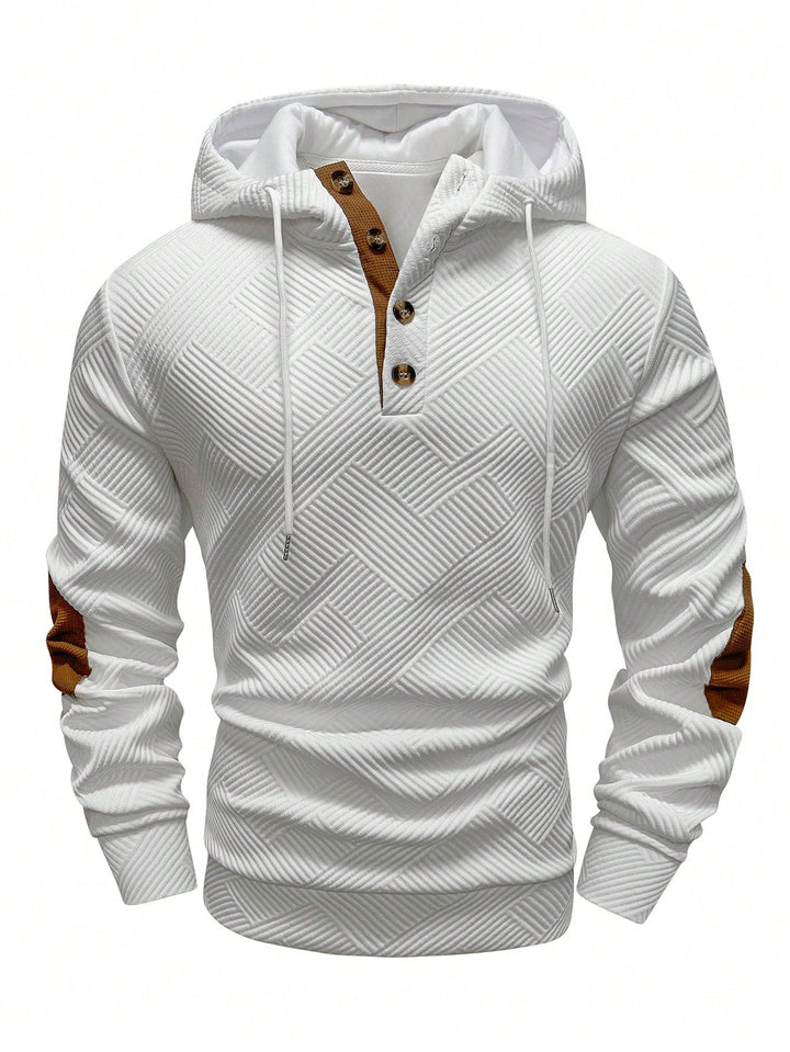 Men's sporty hooded sweatshirt with unique structural design and fashionable accents Lisslune
