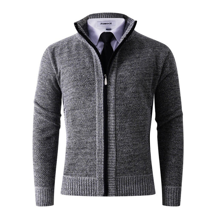 Men's stylish cardigan with high collar and practical pockets Lisslune