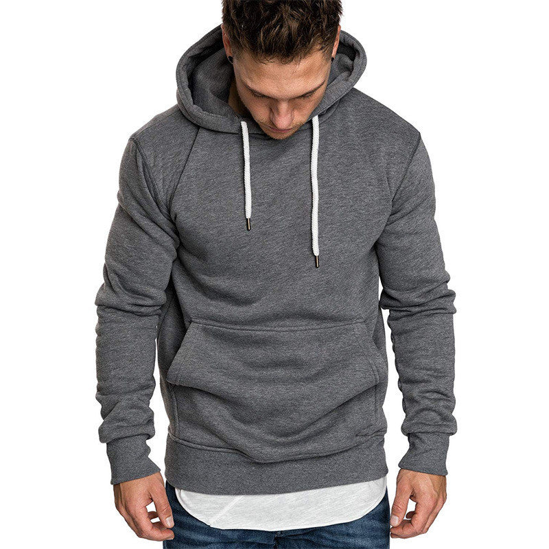 Men's Comfortable Hoodie with Kangaroo Pocket and Contrasting Drawstrings Lisslune