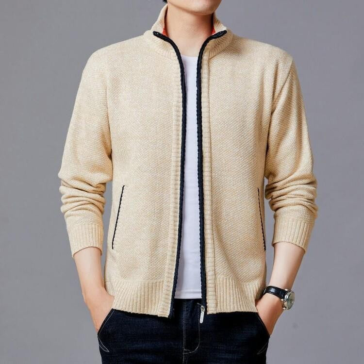 Men's cardigan with modern zipper and high collar Lisslune
