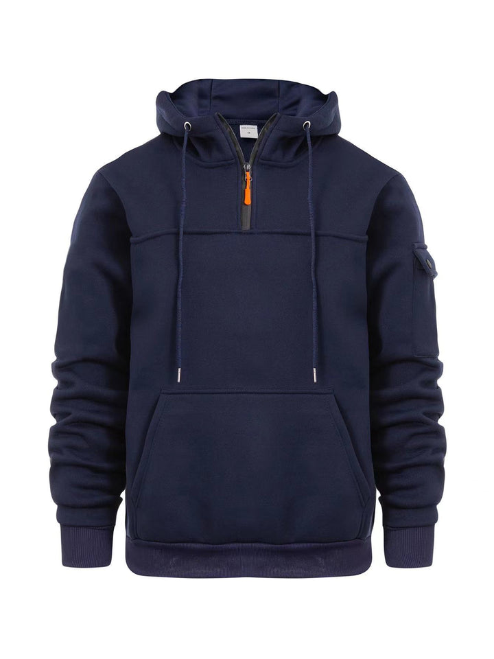 Men's Hoodie with Structured Cut and Functional Zip Pockets Lisslune