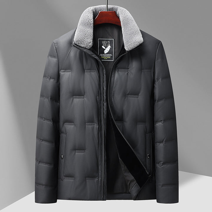 Men's Quilted Winter Jacket with Faux Fur Collar Lisslune