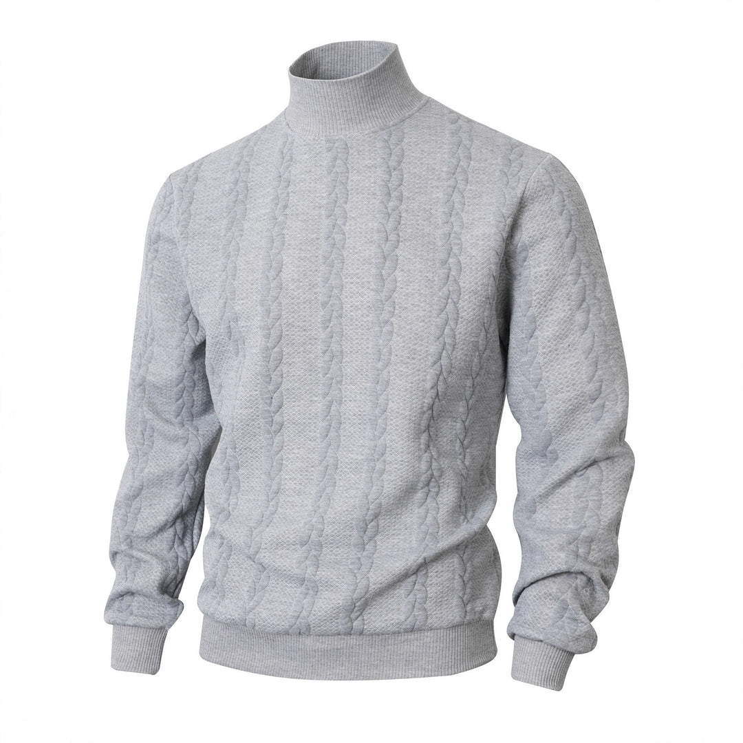 Men's stylish knitted sweater with stand-up collar and textured design Lisslune