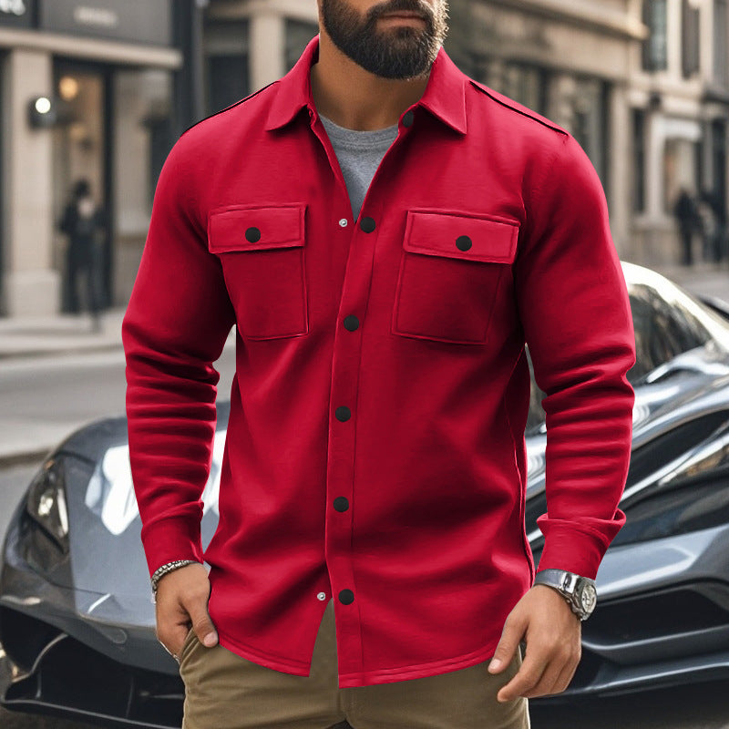Men's leisure jacket made of high-quality fleece with functional chest pockets and modern design Lisslune