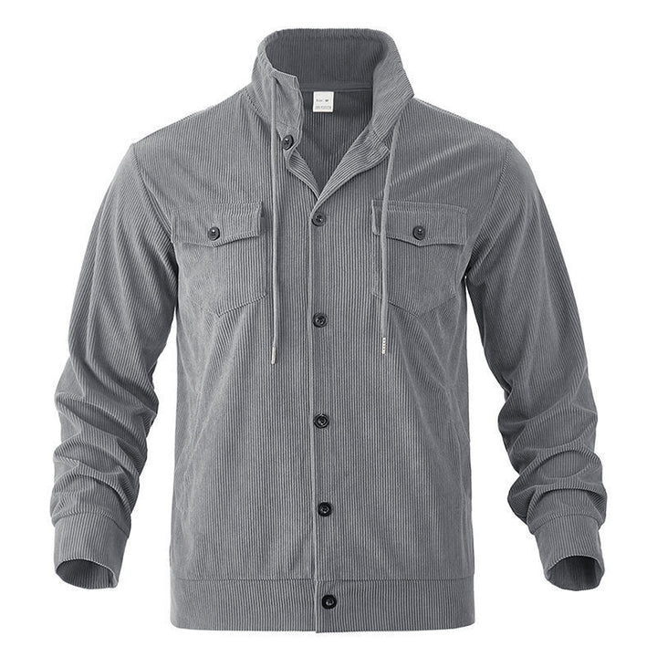 Men's High-Quality Cord Jacket with Practical Pockets and Fashionable Stand-Up Collar Lisslune