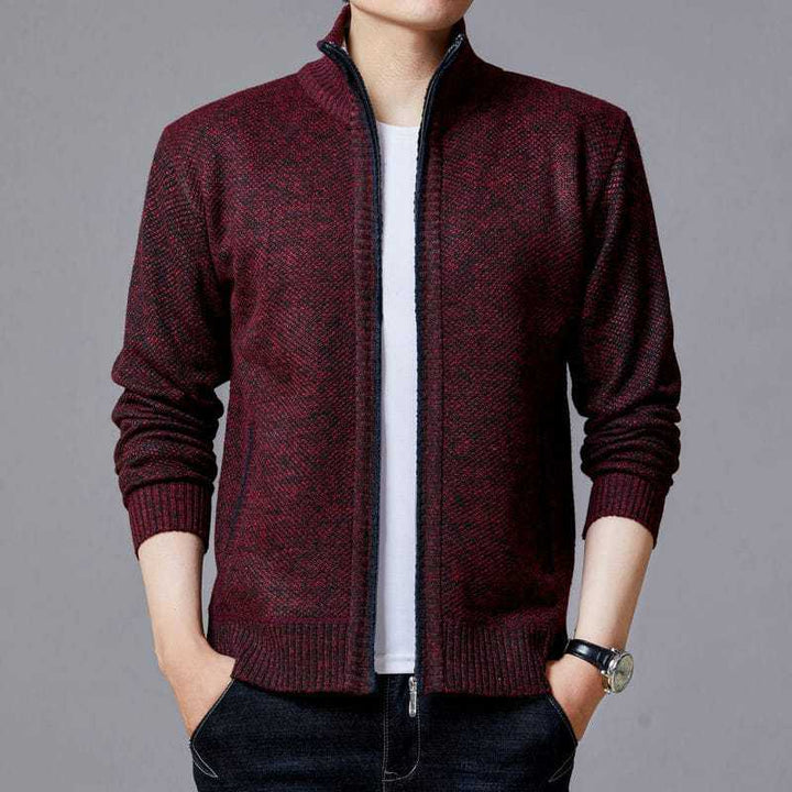 Men's Cardigan with High Collar and Luxurious Lining Lisslune