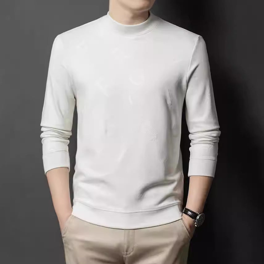 Men's elegant stand-up collar sweater with subtle logo pattern Lisslune