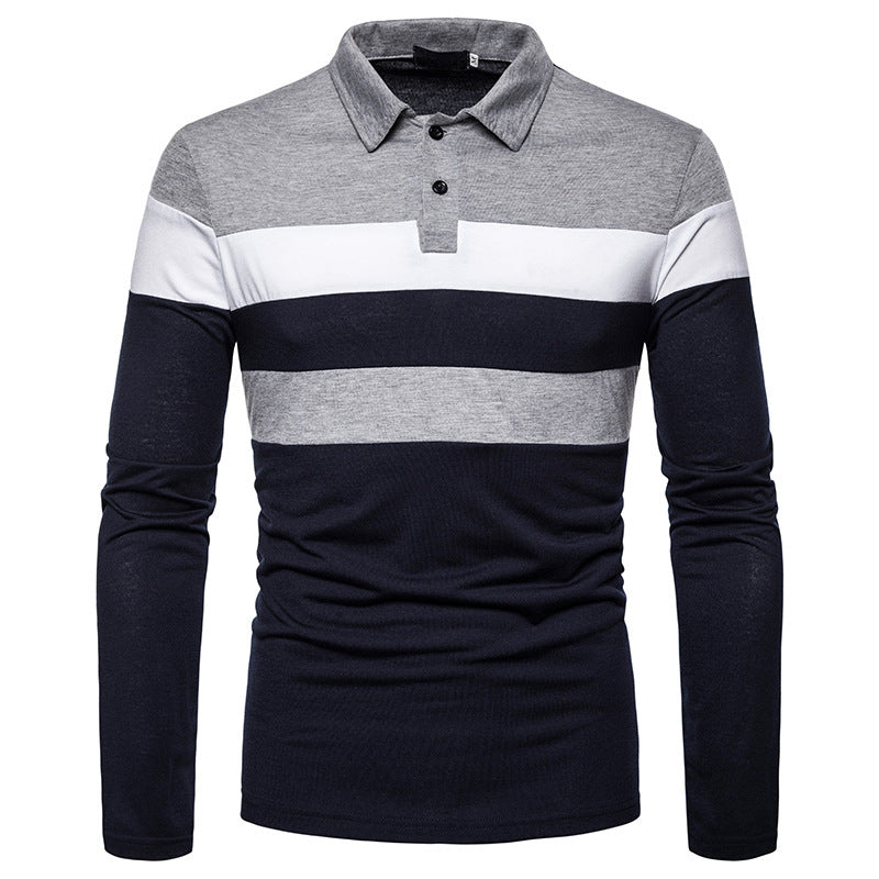 Men's long-sleeve polo shirt with sporty color block design Lisslune