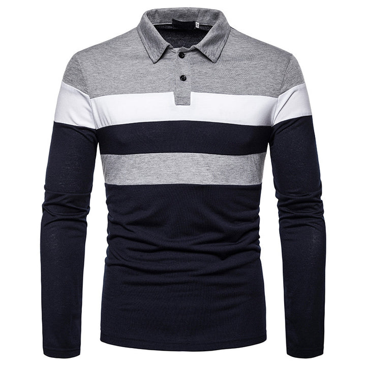 Men's long-sleeve polo shirt with sporty color block design Lisslune