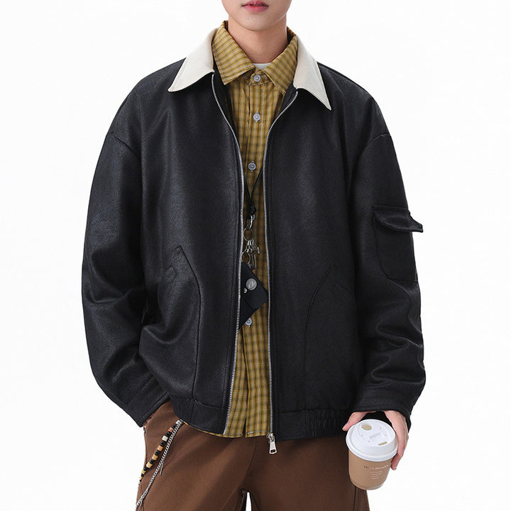 Men's Oversized Utility Jacket with practical zipper Lisslune