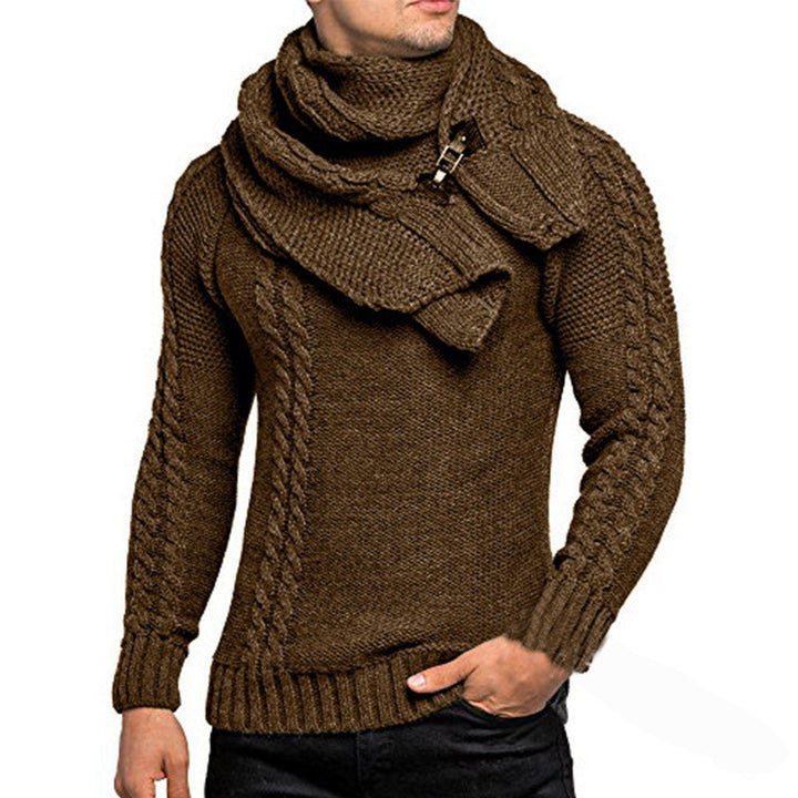 Men's knitted sweater with integrated scarf Lisslune