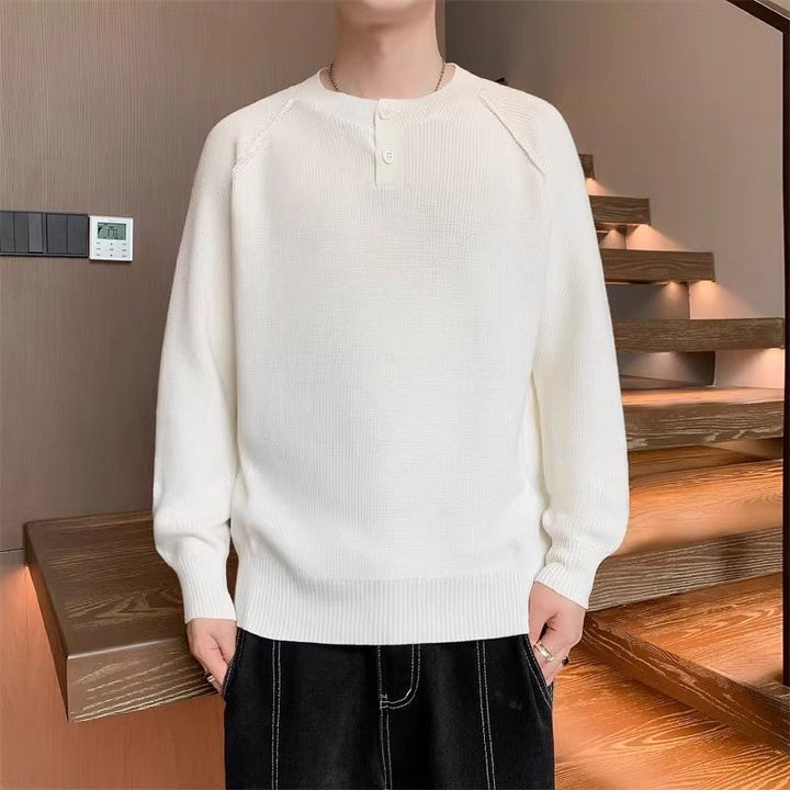 Men's knit sweater with convertible collar and high-quality texture Lisslune
