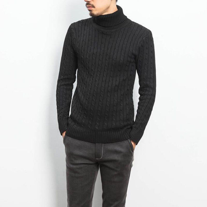Men's comfortable turtleneck sweater with cable pattern Lisslune