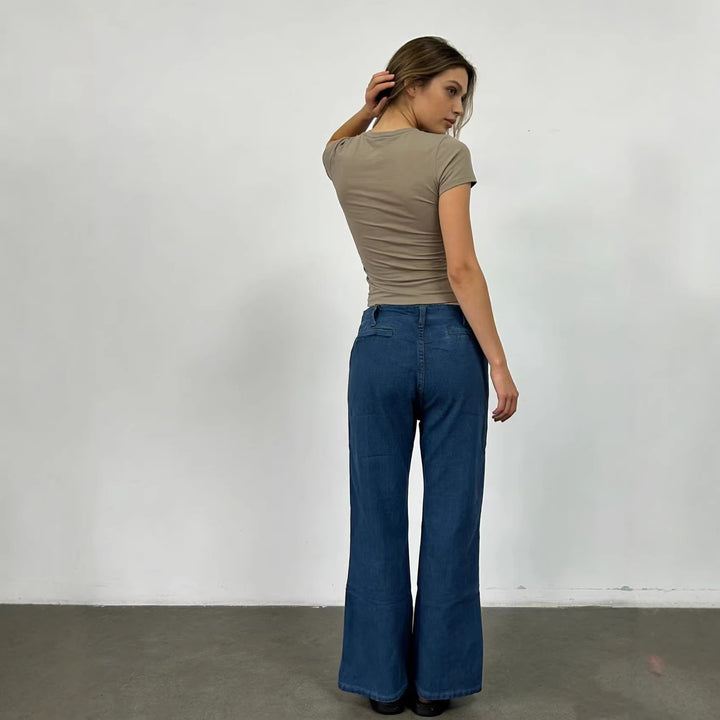 Women's Bootcut Jeans with High Waist and Button Closure Lisslune
