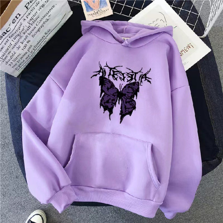 Women’s Hoodie with Artistic Butterfly Design Lisslune