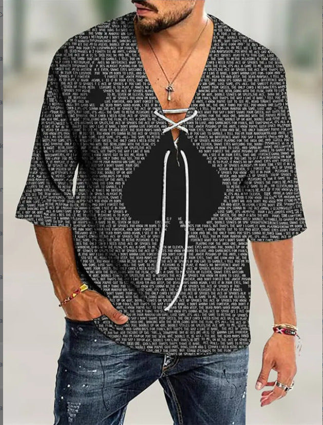 Men's graphic shirt with modern lacing design Lisslune