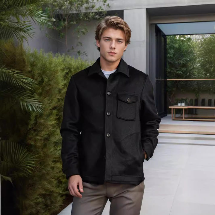 Men's fashion wool jacket with chest pocket and button details Lisslune