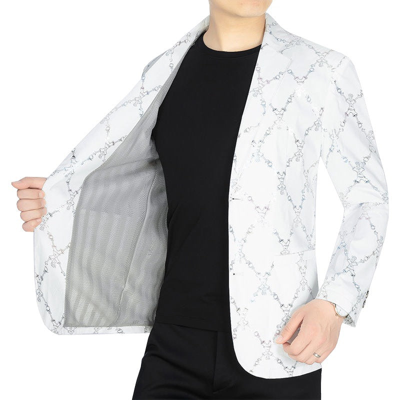 Men's Creative Blazer Jacket with Abstract Design Lisslune