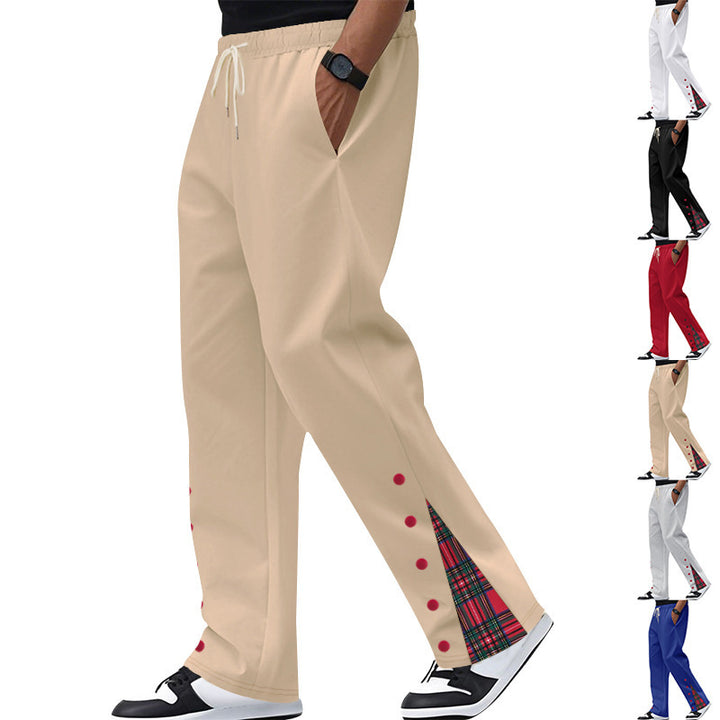 Men's comfortable leisure pants with side snaps and stylish checkered design Lisslune