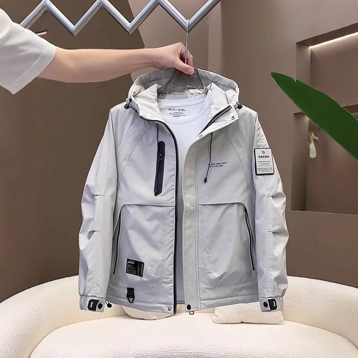 Men's Functional Outdoor Jacket with Adjustable Hood Design and Practical Pockets Lisslune