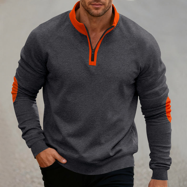Men's sporty hoodie with short zipper and fashionable contrast elements Lisslune