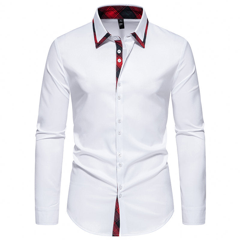 Men's long sleeve shirt with modern check pattern and elegant button placket Lisslune