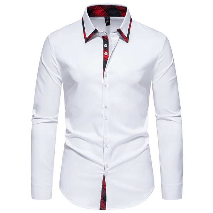 Men's long sleeve shirt with modern check pattern and elegant button placket Lisslune