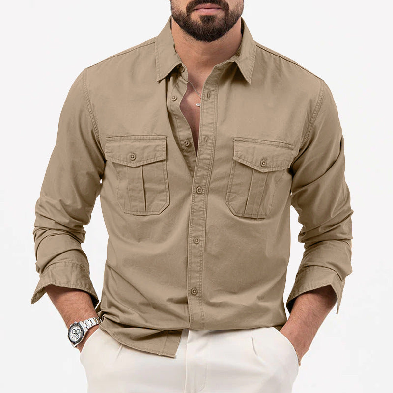 Men's long-sleeve shirt with chest pockets and modern cut Lisslune