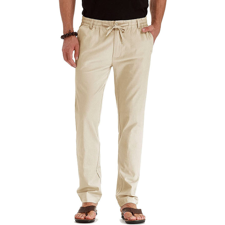 Men's Relaxed Fit Linen Pants with Elastic Waistband and Comfortable Fit Lisslune